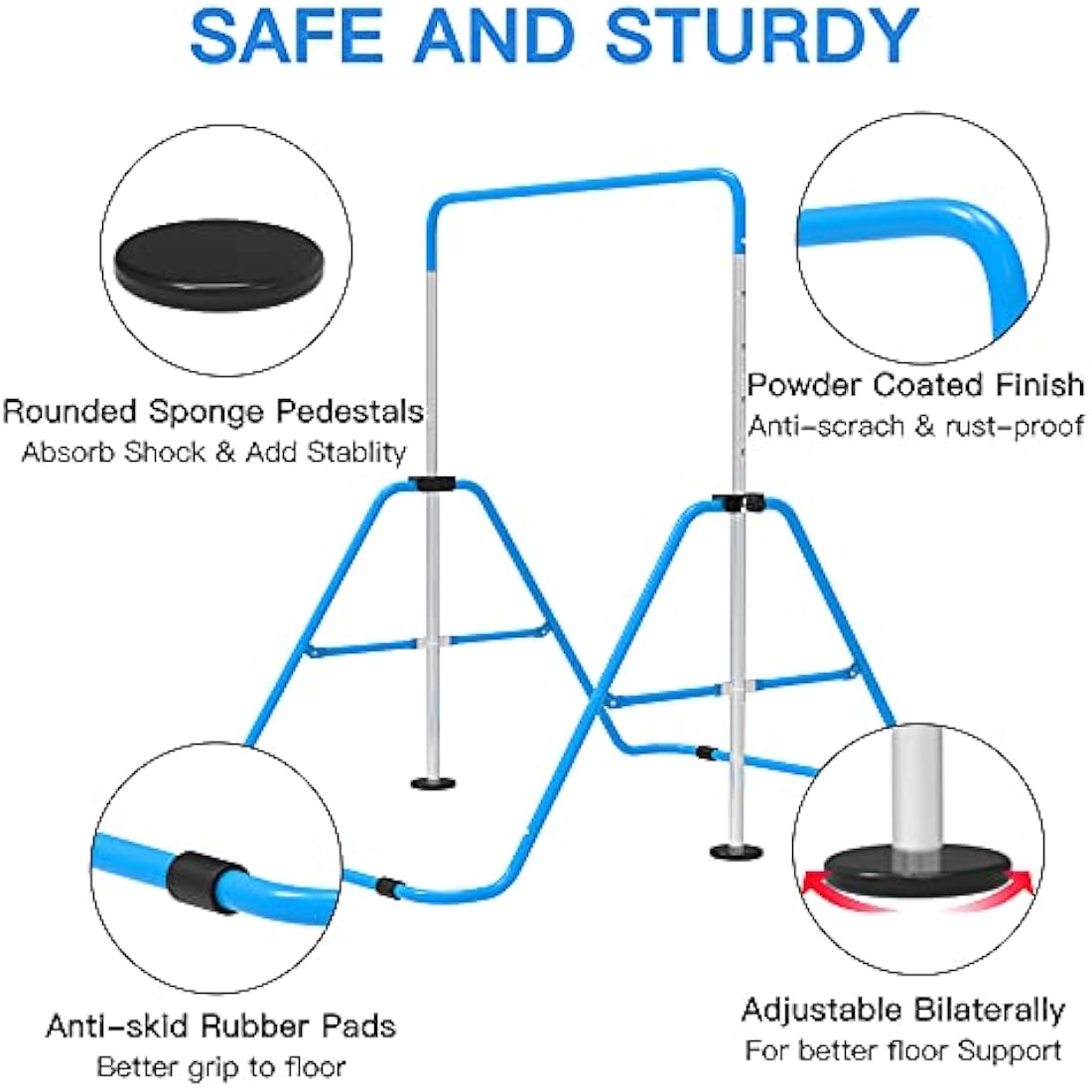 EVERYMILE Gymnastics Bars, Junior Training Kip Bar Gymnastics Equipment for Home,Adjustable Height Folding Horizontal Bar with Gymnastic Rings for Kid
