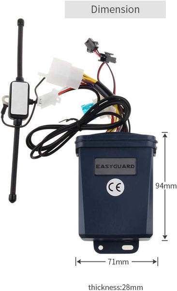 EASYGUARD EM212 2 Way Motorcycle Alarm system with LCD pager display rechargeable transmitter built in shock sensor & microwave sensor detecting DC12V