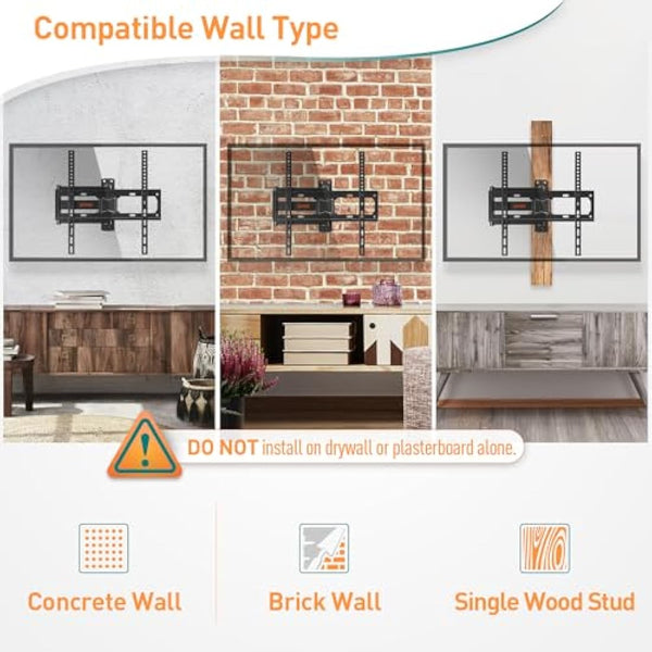 ELIVED Tilt and Swivel TV Bracket for Most 26-60 Inch LCD, LED, OLED Flat or Curved TVs with Max. VESA 400x400mm up to 35KG, Corner TV Wall Bracket EV011