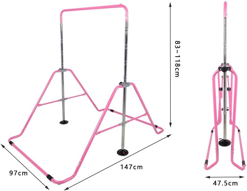 Hyner Folding Telescopic Gymnastics Bar for Kids Adjustable Height Gymnastics Horizontal Bar Fitness Climbing Tower Home Gym for Kids/Children