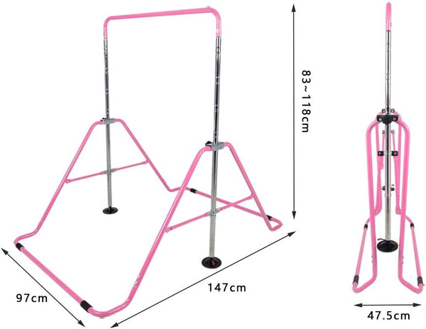 Hyner Folding Telescopic Gymnastics Bar for Kids Adjustable Height Gymnastics Horizontal Bar Fitness Climbing Tower Home Gym for Kids/Children