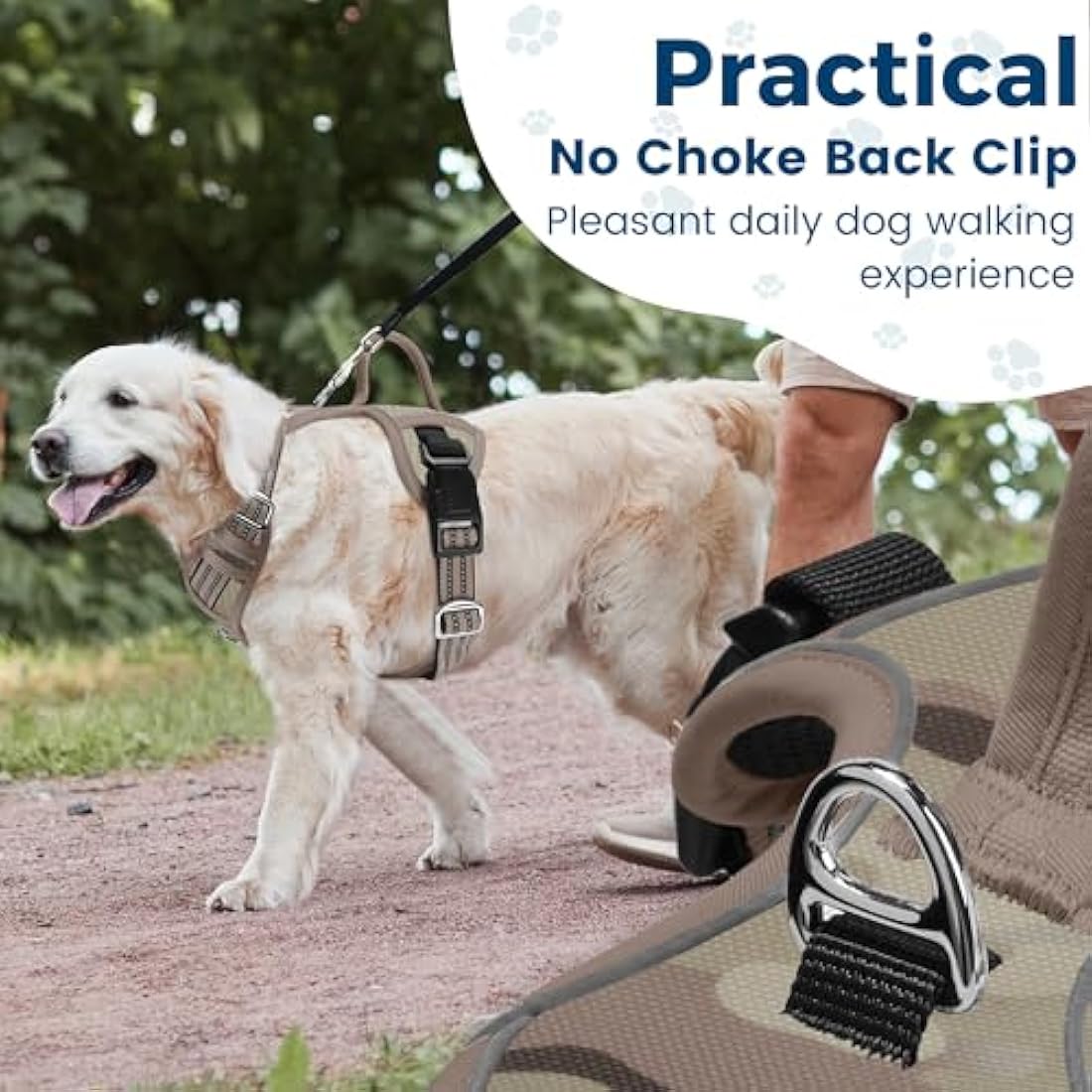 Funfox Dog Harness Medium No Pull, Adjustable 2 Clips Anti-Pull Vest with Practical Handle, Breathable Padded Pet Harness Designed for Small/Large Breeds, Reflective Training Walking Camo Green M