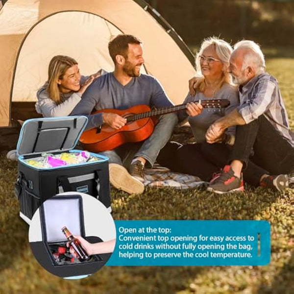 INSMEER 48L Large Cool Bag with Easy Top Access Opening, 65 Cans Foldable Cooler Bag, XXL Waterproof Cool Bag, Insulated Bag for Camping, Picnic, Beach, Hiking, Family Outdoor Activities, Festival