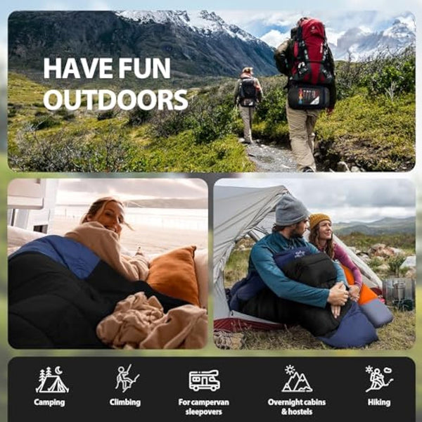 ETGLCOZY Sleeping Bags for Adults Kids, Ultralight Compact w/Compression Sack for Warm & Cold Weather Camping Essentials for Backpacking Hiking Travel Indoor - Unisex Boy Girl Man Woman