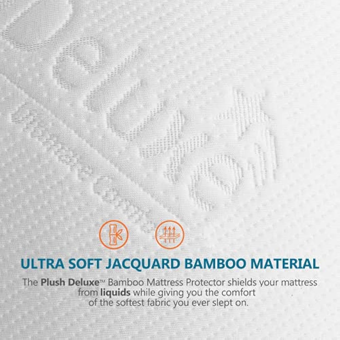 PlushDeluxe Premium Bamboo Mattress Protector – Waterproof, Hypoallergenic & Ultra Soft Breathable Bed Mattress Cover & Protection -Free PVC, Phthalate (UK King Size) White