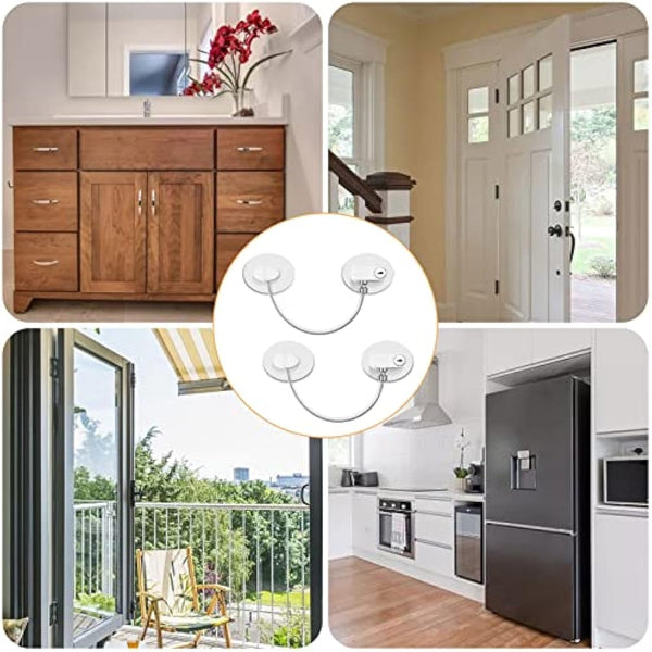 2 Pcs Round Refrigerator Door Locks, Fridge Lock with 4 Keys Stainless Steel Zinc Alloy Strong Adhesive Lock Protect Baby Safety Used on Refrigerators Freezers Cabinets Dryers Washers(White)