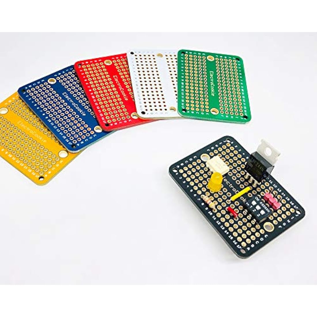 ElectroCookie Mini PCB Prototype Board Solderable Breadboard for DIY Electronics, Compatible for Mini Arduino Soldering Projects, Gold-Plated (6 Pack, Multicolor)