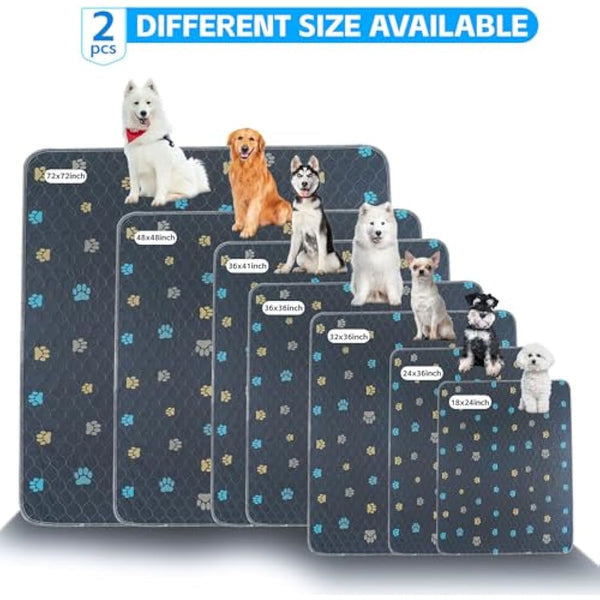 Aitmexcn Washable Puppy Dog Pee Pad, 2PCS 100% Waterproof Whelping Training Mat for Puppy/Senior Dog, Fast Drying Reusable Puppy Pads for Indoor, Outdoor and Car Travel- 32'' x 36''