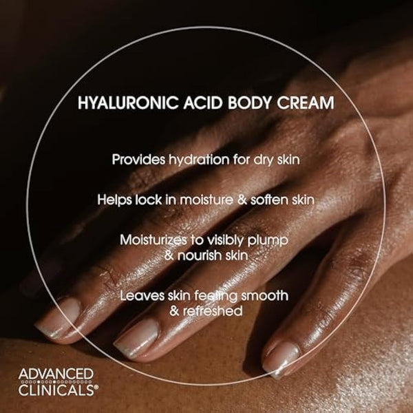 Advanced Clinicals Anti-aging Hyaluronic Acid Cream for face, body, hands. Instant hydration for skin, spa size. (Two - 16oz)