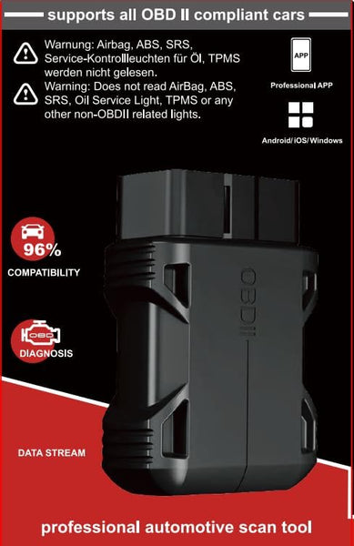 OBD2 Bluetooth 5.0 Code Reader for iPhone iOS Android Windows Car Auto ODB2 Scanner Adapter OBD II Diagnostic Scan Tool for Check Engine Lights