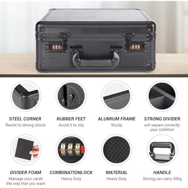 2023 NEW Graded Card Storage Box with Coded Lock,GMA Baseball Football Sports Cards Waterproof Display Trading Card Case,Easy to Carry(3 Slots No Card)