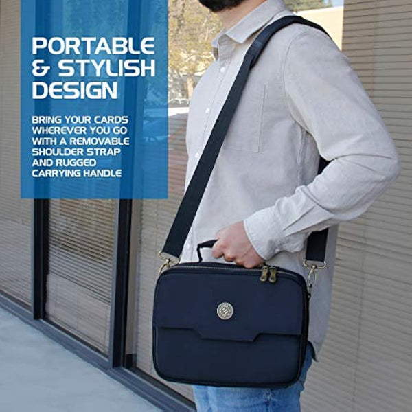 ENHANCE MTG Card Box Storage Case - Deck Holder Card Carrying Case Compatible with Magic MTG Cards, Pokemon Trading Cards, Cards Against Humanity, & Other Card Games - Includes Pencil Loops & Pockets