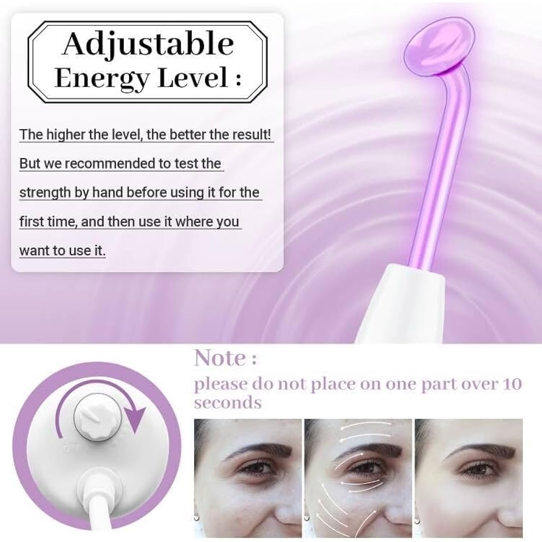 High Frequency Wand - TUMAKOU Portable Argon Light Therapy High Frequency Facial Skin Tightening Wand Machine for Acne,Wrinkle,Anti Aging,Hair - with 4 Violet Glass Tubes