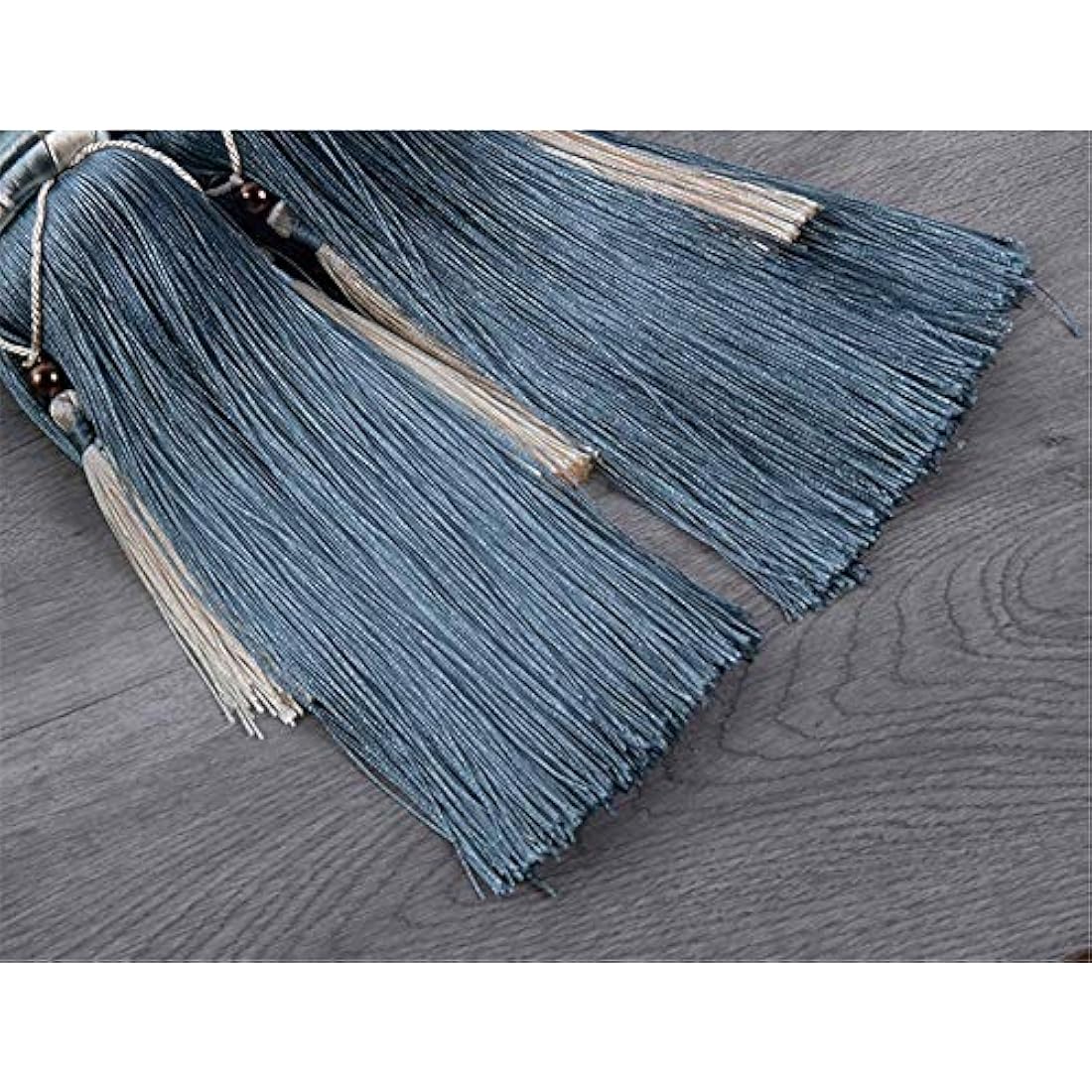 1 Pair Curtain Tiebacks Holdbacks Clip Binding Rope Tie Backs Handmade Tassel Tiebacks Home Window Decorative (Blue2)