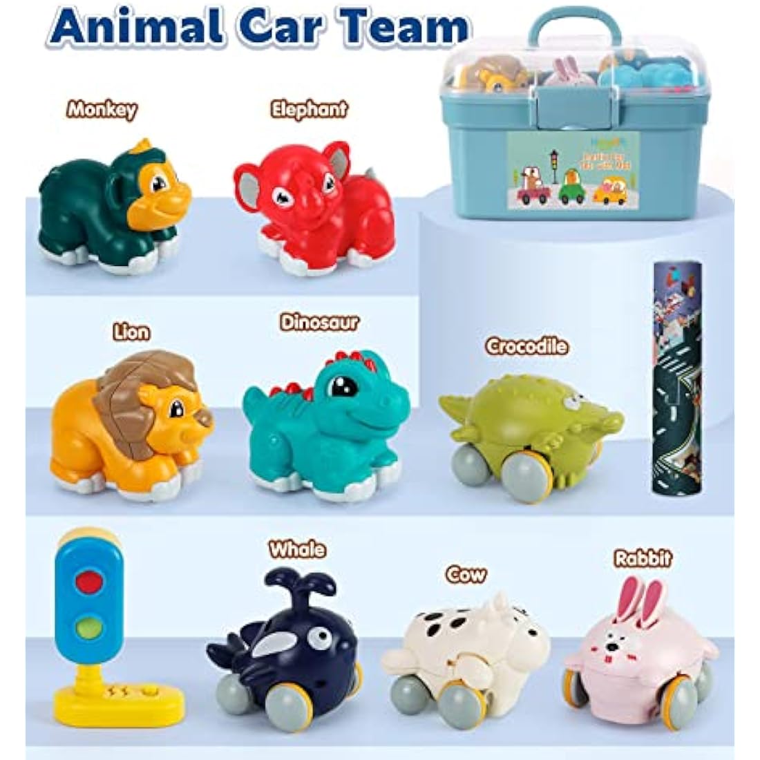 HahaGift Animal Car Toys for 1 Year Old Boys Gifts, Baby Boy Toys 12-18 Months Truck Toy, Pull Back Cars for 1 2 Year Old Girls, 1 Year Boy Birthday Gift for Childrens Toddler Toy 1-2 Years