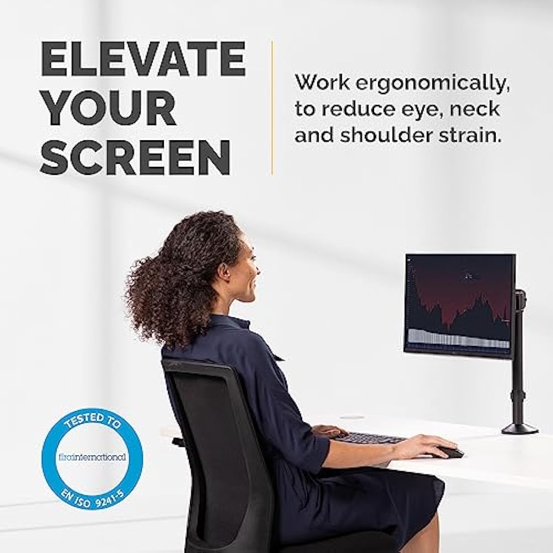 Fellowes Single Monitor Arm - Reflex Mount for 8KG 32 inch Screens - Ergonomic Adjustable Arm Desk Mount - Tilt 45° Swivel 180° Rotation 360°, VESA 75 x 75/100 x 100 - Black