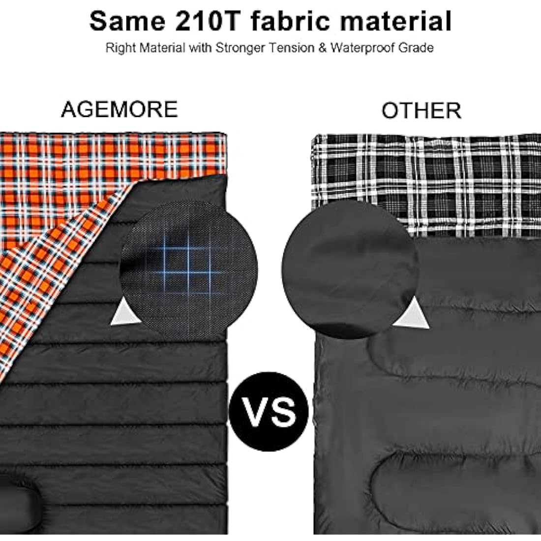Double Cotton Flannel Sleeping Bag for Camping, Hiking, or Hiking. Queen 2 Cold Weather Waterproof Sleeping Bag for Adults or Teenagers.