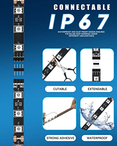 Motorbike Underglow 12V Led Strip Lights Neon Interior Car Lights Connectable Red Led Light Strips 12V for Cars Interior Lights Boat Marine Trucks 4Pack(60cm/24" Red)