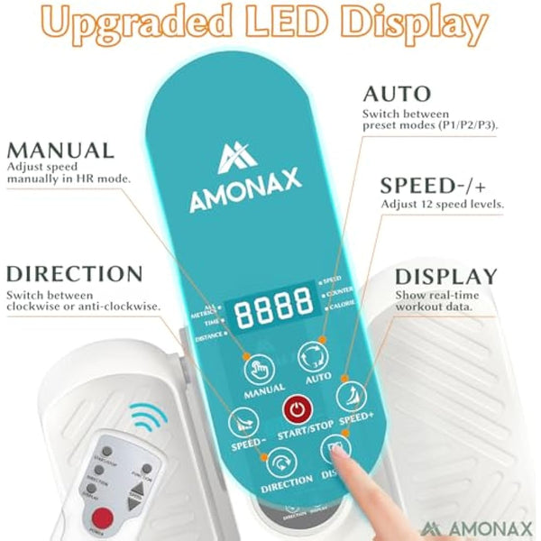 Amonax Electric Pedal Exerciser, Seated Elliptical Machine Cardio Under Desk Exercise Bike, Mini Cycle Trainer for Elderly, Sit down Foot Step Machine Leg Exercise Equipment for Home Use