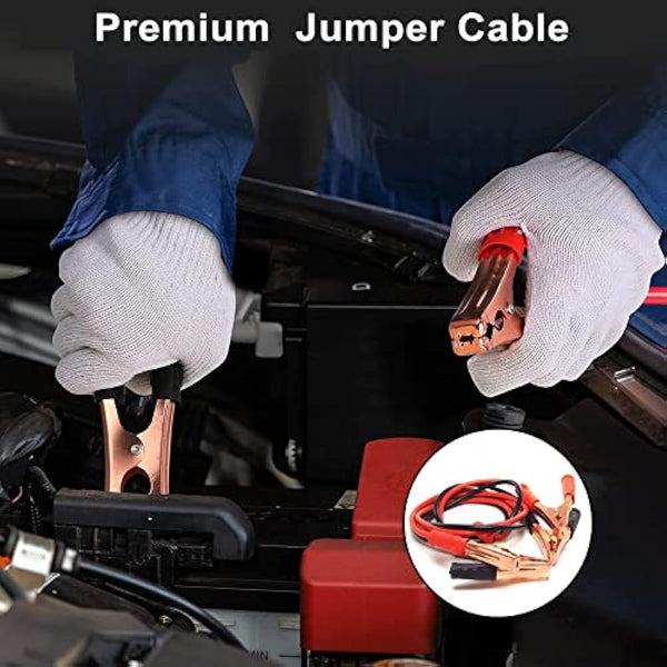 crayfomo 12-In-1 Car Emergency Tool Kits,European Roadside Assistance Car Breakdown Kit with Visibility Vest,Warning Triangle,Jumper Cables,Car Safety Hammer,Tow Rope,Storage Bag