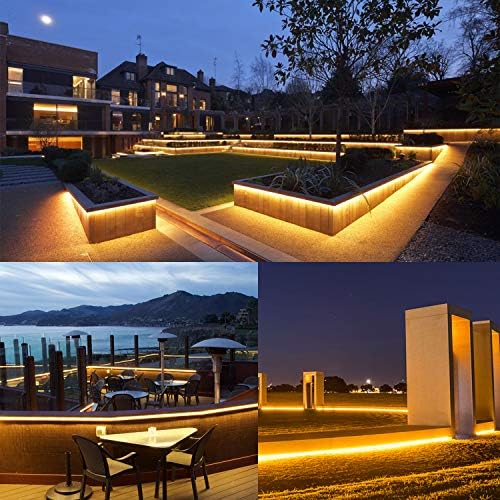 GUOTONG 52.5ft/16m Plugin Rope Lights, 576Warm White LEDs, 220V, 2 Wires, Waterproof, Connectable, Power Plug Built-in Fuse Design, Indoor/Outdoor Use, Ideal for Backyards, Decorative Lighting
