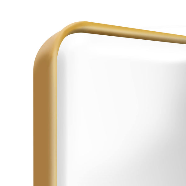 Fundin Plastic Mirror Cabinet, Beveled Edge Mirror Door with Round Corner Metal Frame, Recessed and Surface Mount, Golden,40 X 61 CM