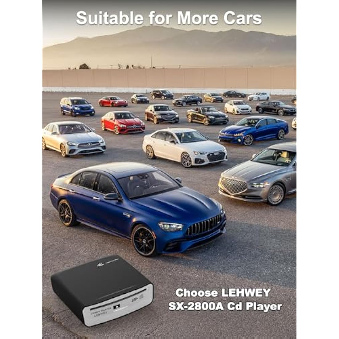 External Universal CD Player for Car - LEHWEY Portable CD Player with Extra USB Extension Cable, Plugs into Car USB Port, Laptop, TV, Mac, Computer, for Android 4.4 and Above Navigation