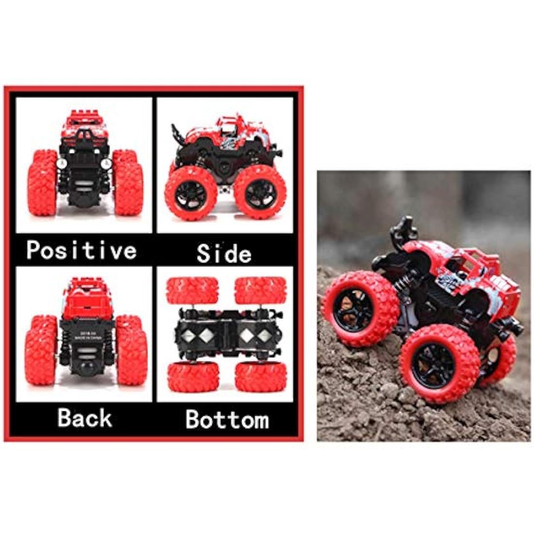 HONGCI 2 Pack Monster Trucks - Inertia & Friction Powered Mini Push & Go Car, 360 Degree Rotating Off-road Vehicle Toy Pull Back Car for 3-10 Year Old Boys & Girls Kids Birthday & Xmas Gift