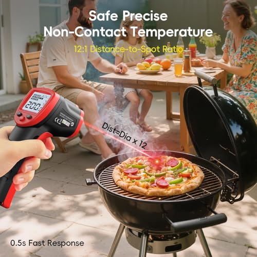 Infrared Thermometer, Eventek IR Laser Thermometer -50 ° C ~ 500 ° C (-58 ° F ~ 932 ° F), Non-Contact Digital Temperature Gun for Kitchen Cooking,BBQ,Vehicle Repair,Pizza,Fridge, Red/Black