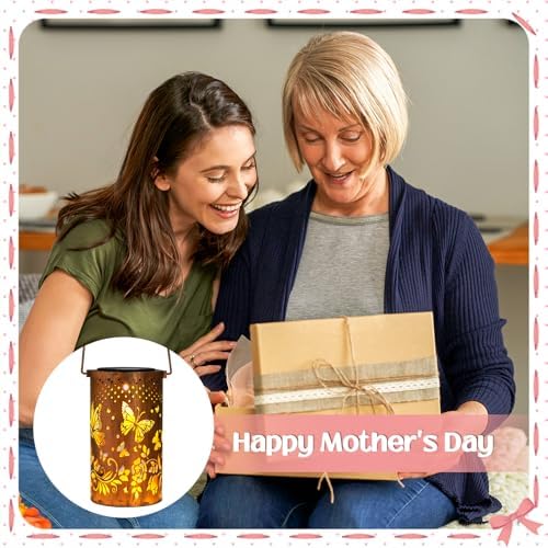 2 Pack Butterfly Solar Lanterns Outdoor Hanging Lantern Lights, Butterfly Hollowed-Out Metal Decor Lantern, Butterfly Garden Decoration for Patio, Yard