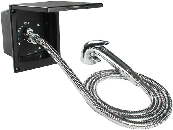 Marvix External Shower Point Water Outlet Socket & Trigger Shower Head Set For Motorhome, Caravan, Campervan, Horsebox