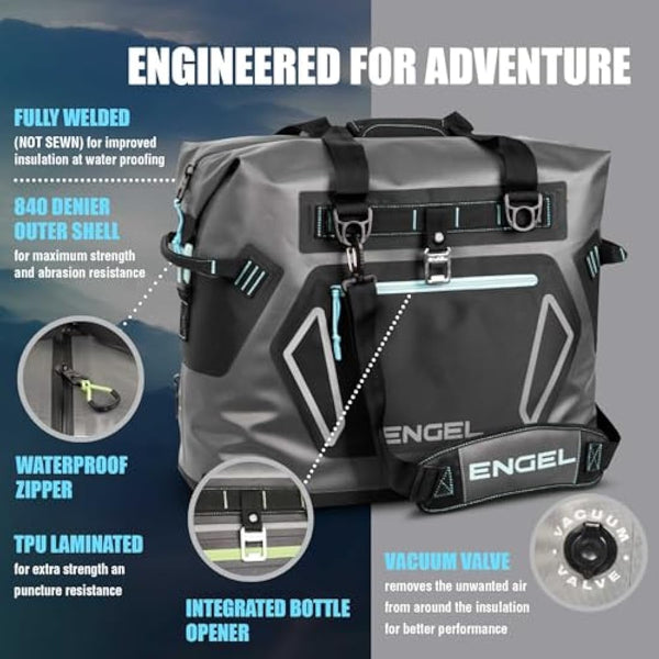 ENGEL HD20 20.8 L Cool Bag Large Enough for 40 Cans - Leak-Proof, Portable, Insulated Lunch Cool Bag for Camping, Picnic, Fishing, Tailgating & Outdoor Activities - Travel Ice Cooler Soft Box