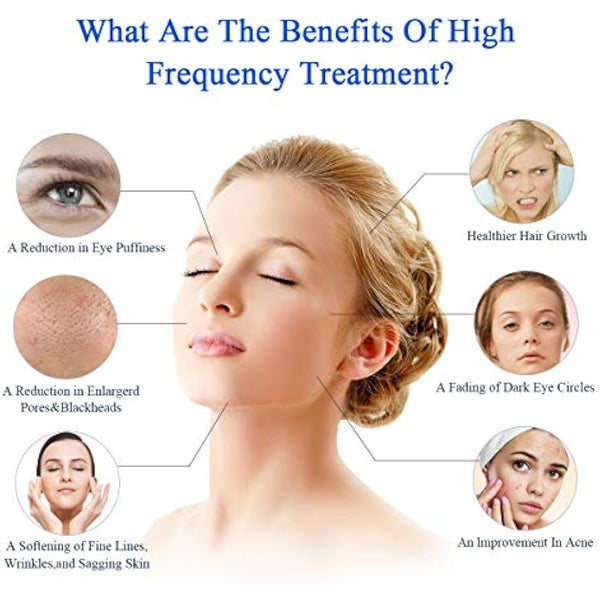 High Frequency Facial Wand Machine, ‎FAZJEUNE 5 in 1 Portable Handheld Face Massager Skin Care Device Tightening Machine Set Acne Spot Treatment Reducing Puffy Eyes Wrinkles Dark Circles Freckle