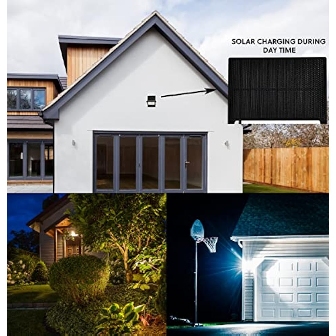 HARPER LIVING Solar Security Outdoor LED Floodlight with Motion Sensor, Weatherproof IP65, 6500k, 860 Lumens, 2000 mAH Lion Battery Solar Powered PIR Wall Lights for Garden Yard Shed Garage Driveaway