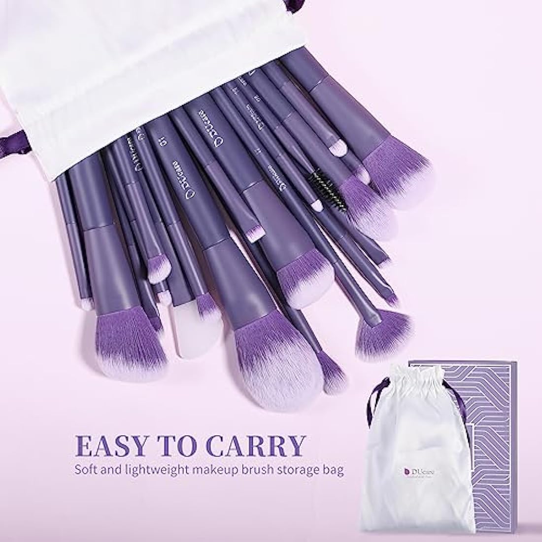 DUcare Makeup Brushes Set 20pcs Professional Cosmetic Makeup Brushes Foundation Powder Contour Blush Cosmetic Eye Brush Sets With Storage Bag Purple