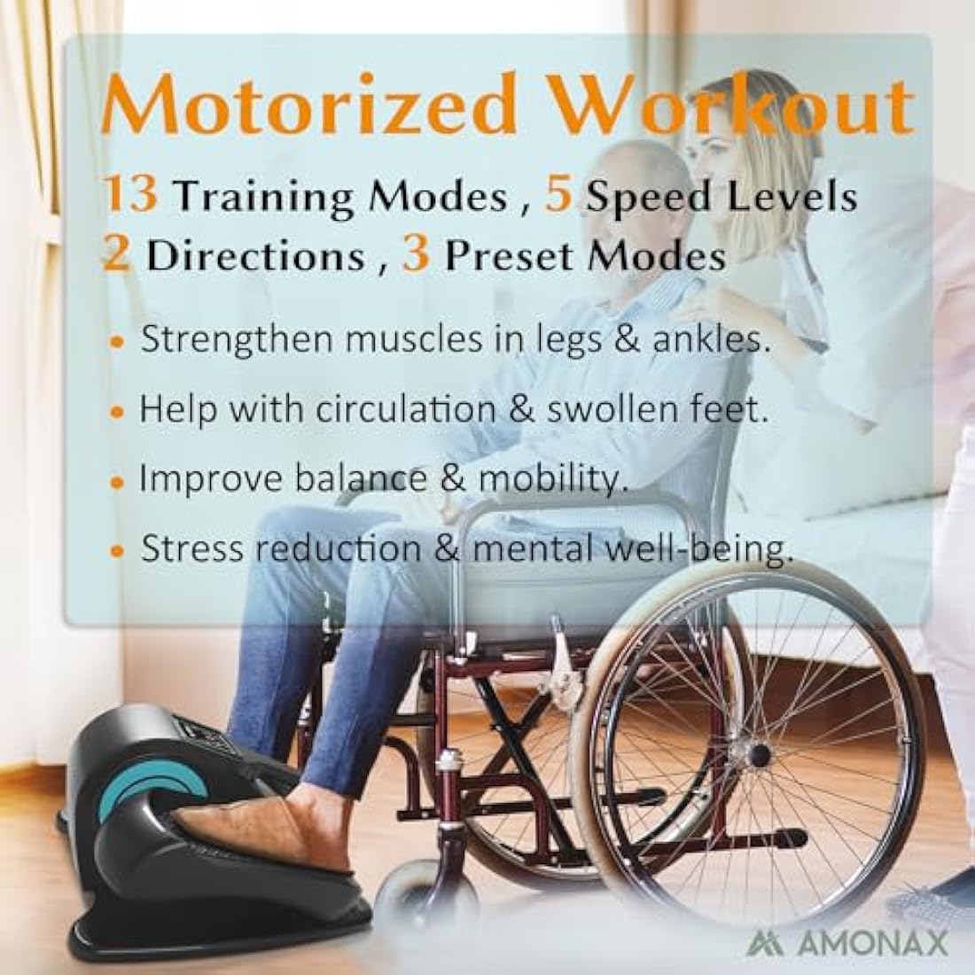 Amonax Electric Pedal Exerciser, Seated Elliptical Machine Cardio Under Desk Exercise Bike, Mini Cycle Trainer for Elderly, Sit down Foot Step Machine Leg Exercise Equipment for Home Use