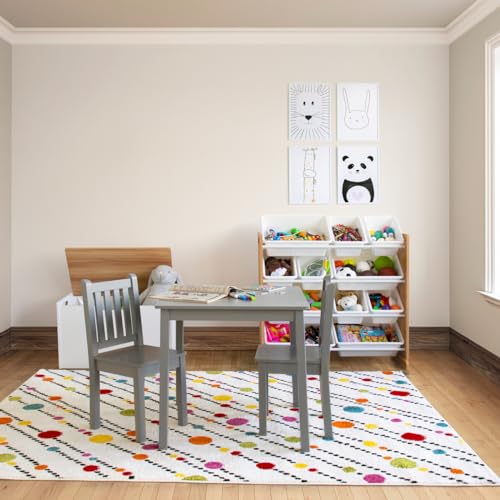 Humble Crew Journey Wooden Toy Storage Organiser for Children, with 12 BPA Free Plastic Removeable Storage Bins, Ideal for Storing Toys, Games, Books