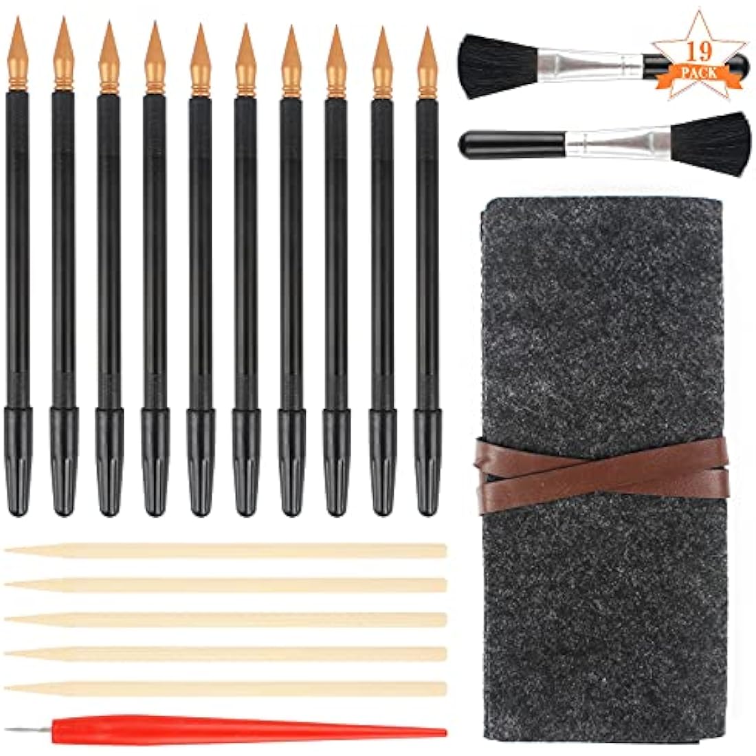 19 Pieces Scratch Painting Art Tools, Black Scratch Drawing Pen with Wooden Stylus Sticks, Small Scraper, Brush, Tool Bag, Scratch Drawing Tool for Kids Adult Painting Paper