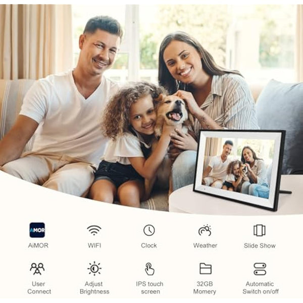 32 GB Digital Photo Frame WiFi,10.1 Inch Digital Picture Frame,1280x800 IPS HD Touch Screen Electronic Digital Frame,Auto-Rotate,Easy to Share Photos or Videos Anywhere