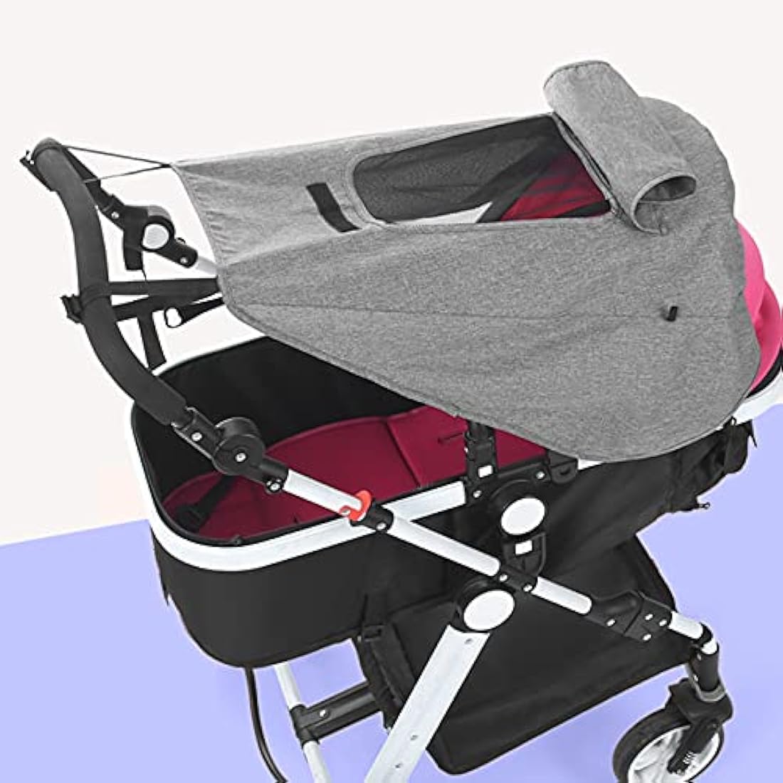 Universal Buggy Pram Sunshade, Hantoc Pram Baby Sun Shade Sun Cover with Viewing Window for Strollers Pushchairs UV Protection Water Resistant Grey