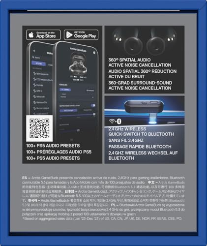 SteelSeries Arctis GameBuds for PS5 - Wireless Gaming Earbuds - 2.4GHz + BT 5.3 - ANC/Transparency - IP55 Water Resistant - 40H Battery - Wireless Charging - PS5, PC, Switch 2, Mobile - White