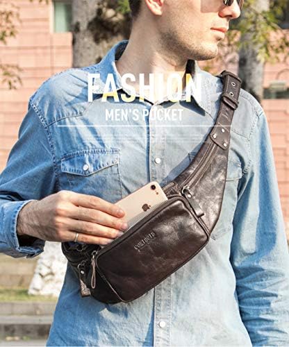 FANDARE Waist Packs Men Sling Bag Waist Pouch Leather Fanny Pack Waterproof Chest Bag Business Travel Running Cycling Sports Crossbody Bag Multipurpose Shoulder Bag
