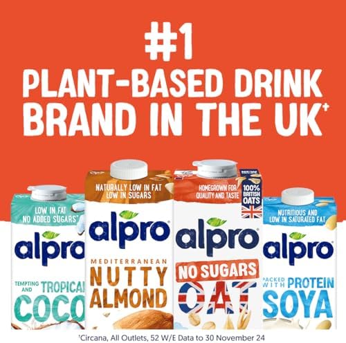 Alpro Oat No Sugars Plant-Based Long Life Drink - 100% British Oats - Unsweetened - Vegan Dairy Free & Lactose Free Milk Alternative - 1L (Pack of 8)