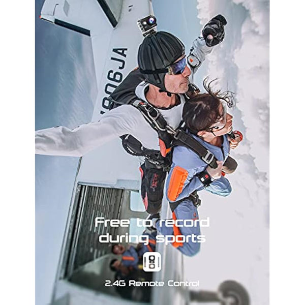 Apexcam 4K Action Camera 20MP 40M Waterproof Sports Camera for Vlog With Ultra HD 170°Wide-Angle 2.4G Remote Control 2 Rechargeable Batteries 2.0'' LCD Screen and Accessories Kit