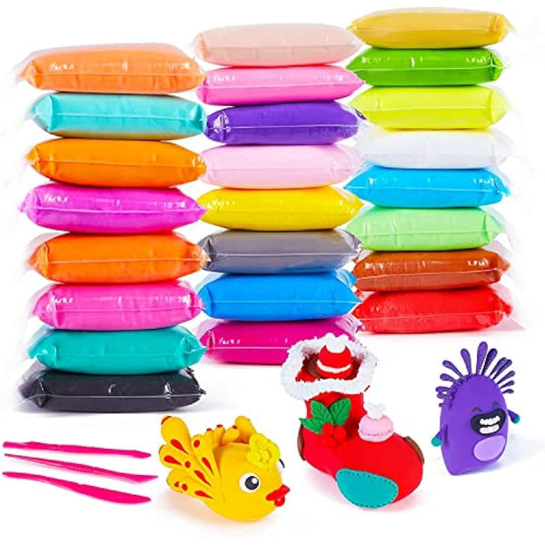 24 Colors Air Dry Clay, Ultra Light Modeling Clay, QMay Magic Clay Artist Studio Toy, No-Toxic Modeling Clay & Dough, Creative Art DIY Crafts, Gift for Kids