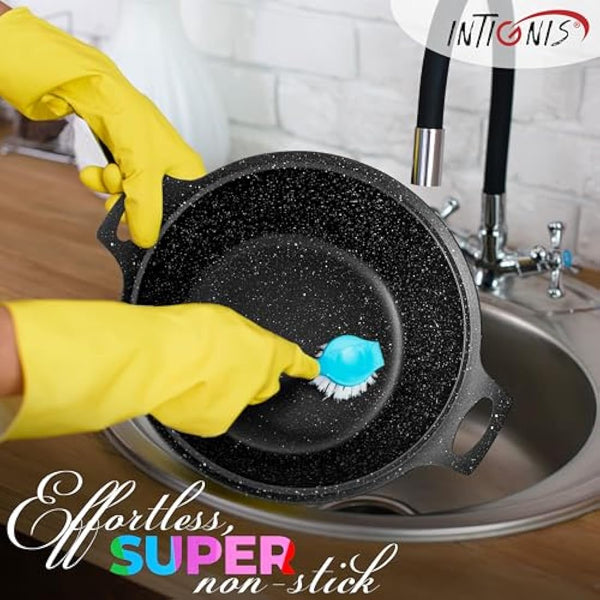 INTIGNIS® Casserole Pot with lid – Large 32cm | 10 Litre | 15 Inches – Induction Compatible – GREBLON Ceramic Non Stick Chemical Free Coating