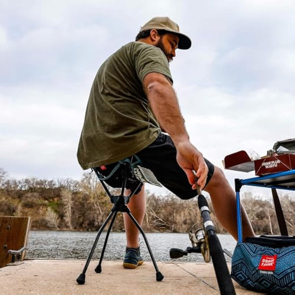 GRAND TRUNK Compass 360 XT Extra Tall Swivel Stool - Compact 260lb Capacity Portable Outdoor Seat for Camping & Travel (Brown)