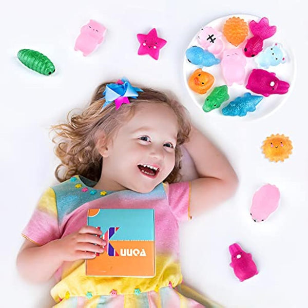 KUUQA 30pcs Glitter Squishys Toys, Squeeze Animal Toys for Sensory Adults Stress Relief Toys Goodie Bag Fillers Birthday Party Favors for Kids Easter Egg Fillers