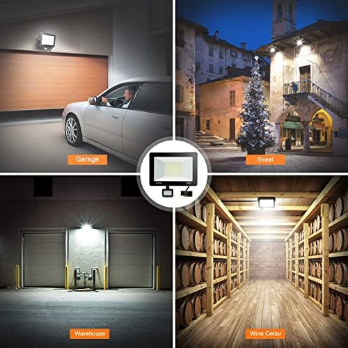 YIQIBRO 100W PIR Security Lights Outdoor Motion Sensor 2 Pack, 10000LM LED Floodlight with PIR, IP67 Waterproof Flood Lights Motion Sensor for Garden, Garage, Patio, Yard
