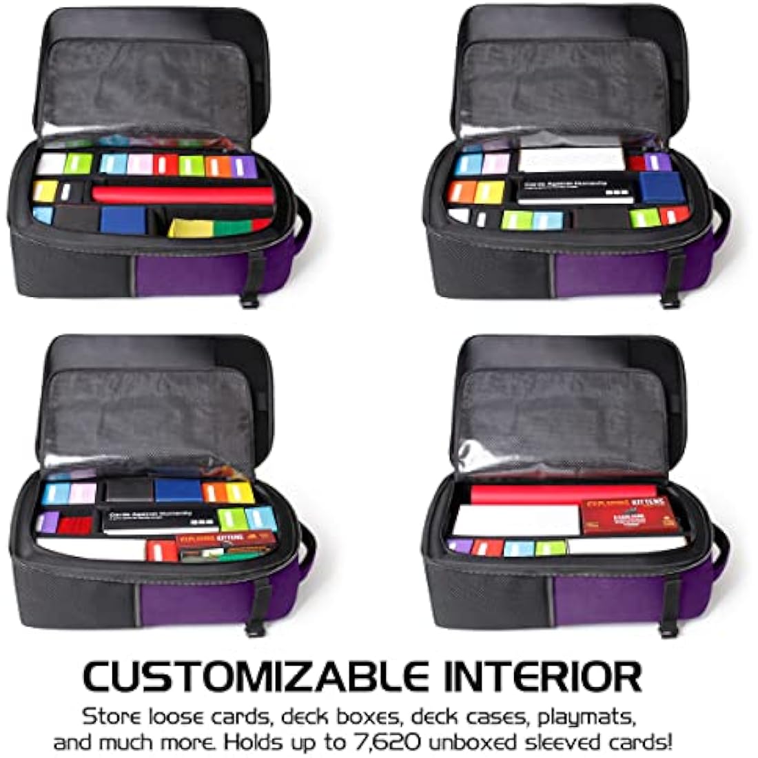 ENHANCE MTG Backpack - Collector's Edition TCG Backpack for Deck Boxes, Sleeved Cards, Playmats, MTG Accessories - Customizable Card Organization with Built-in Defender Screen (Dragon Purple)